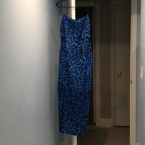 Black and Blue Maxi Dress with Straps Size L